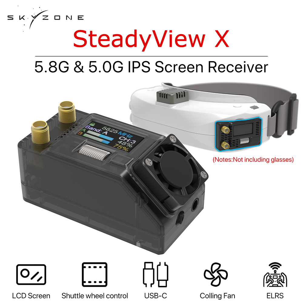 Skyzone Steadyview X Receiver Module - SKYZONE Steadyview X 5/5.8G โมดูลรับสัญญาณความไวแสงสูงหลายเชลล์สําหรับแว่นตา FPV